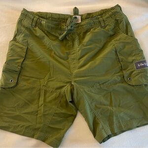 Life Is Good Mens Cargo Bathing Suit Green Large with Liner